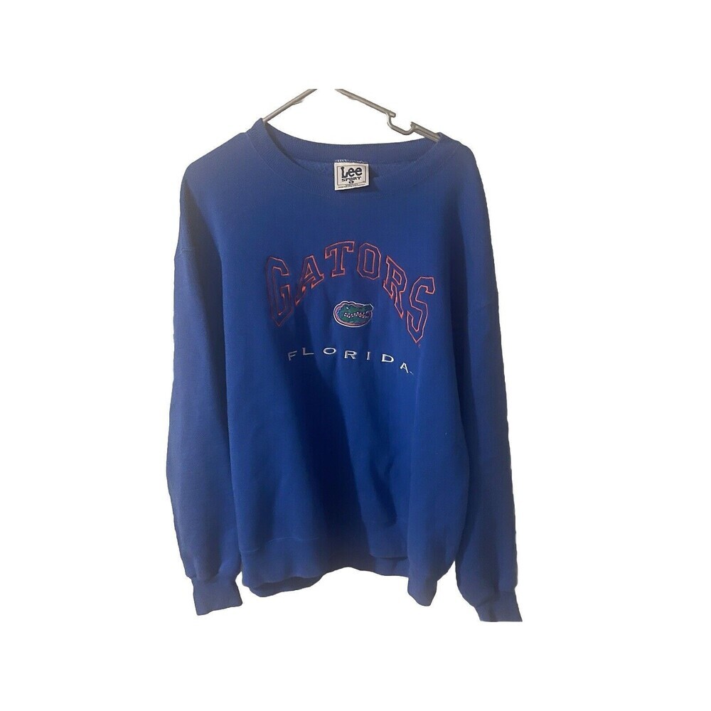 VINTAGE LEE SPORT FLORIDA GATORS FOOTBALL BLUE SWEATSHIRT 1990S SIZE LARGE USA